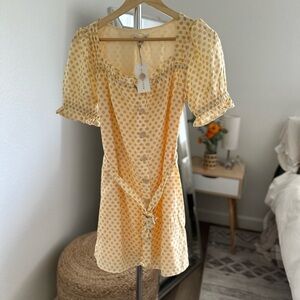 Anthropologie Moon River Yellow Polka Dot Dress
